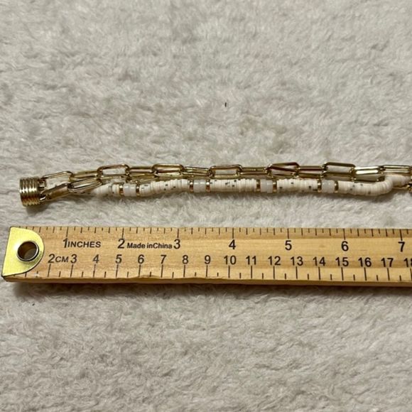 3 Strand Gold Tone Beaded Chain Link 7 Inches Magnetic Clasp Fashion Bracelet - Picture 9 of 9